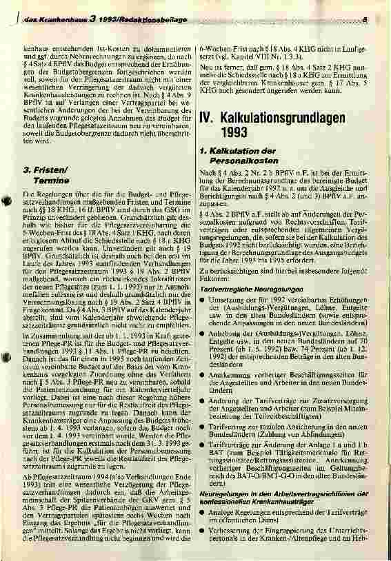 Vorschauseite 5: Hinweise der DKG zu den Budgetund Pflegesatzverhandlungen 1993 sowie zur Umsetzung des GesundheitsStrukturGesetzes m. Berechnungsschemata