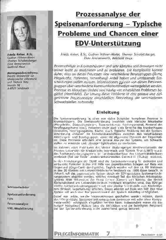 Vorschauseite 1: Prozessanalyse der Speisenanforderung Typische Probleme und Chancen einer EDV-Unterstützung