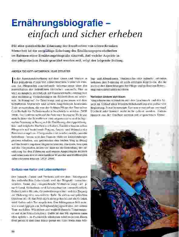 Vorschauseite 1: Ernährungsbiografie -einfach und sicher erheben