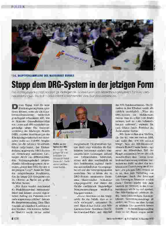 Vorschauseite 1: Stopp dem DRG-System in der jetzigen Form