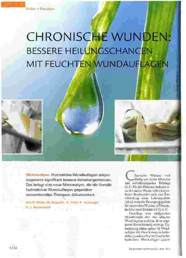 Vorschauseite 1: CHRONISCHE WUNDEN: BESSERE HEILUNGSCHANCEN MIT FEUCHTEN WUNDAUFLAGEN