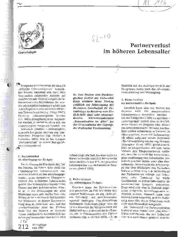Vorschauseite 1: Partnerverlust im höheren Lebensalter