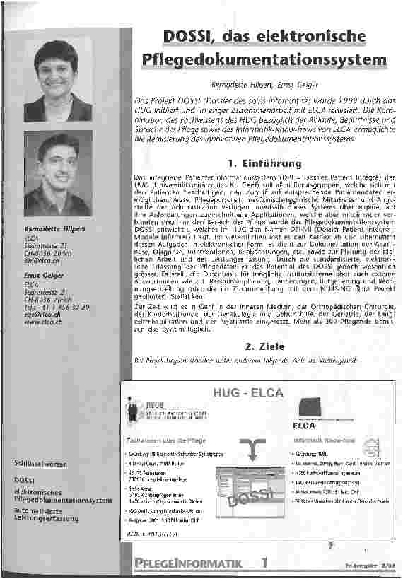 Vorschauseite 1: DOSSI, das elektronische Pflegedokumentationssystem