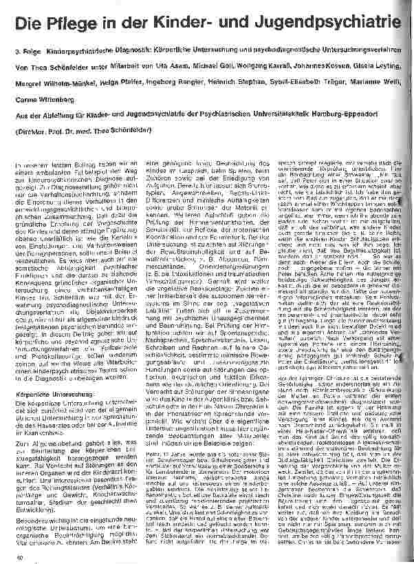 Vorschauseite 1: Die Pflege in der Kinderu. Jugendpsychiatrie 3. Folge: Kinderpsychiatrische Diagnostik: Körperliche Untersuchung u. psychodiagnostische Verf.
