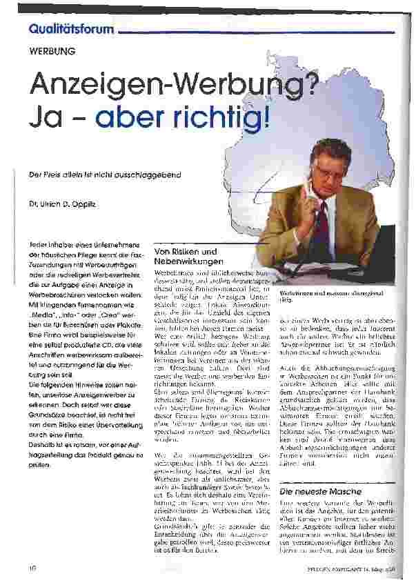 Vorschauseite 1: Anzeigen-Werbung? Ja - aber richtig!