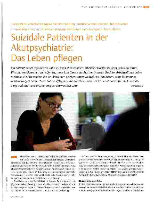 Vorschauseite 1: Suizidale Patienten in der Akutpsychiatrie: Das Leben pflegen