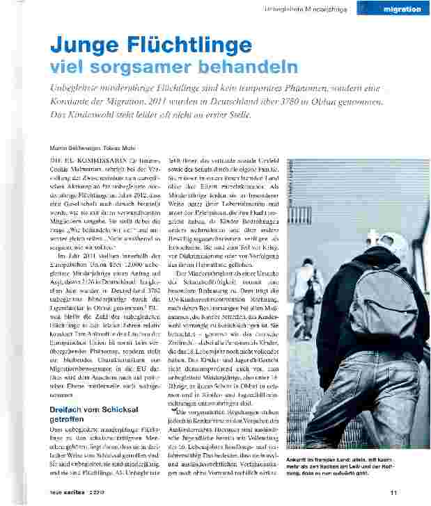 Vorschauseite 1: Junge Flüchtlinge viel sorgsamer behandeln