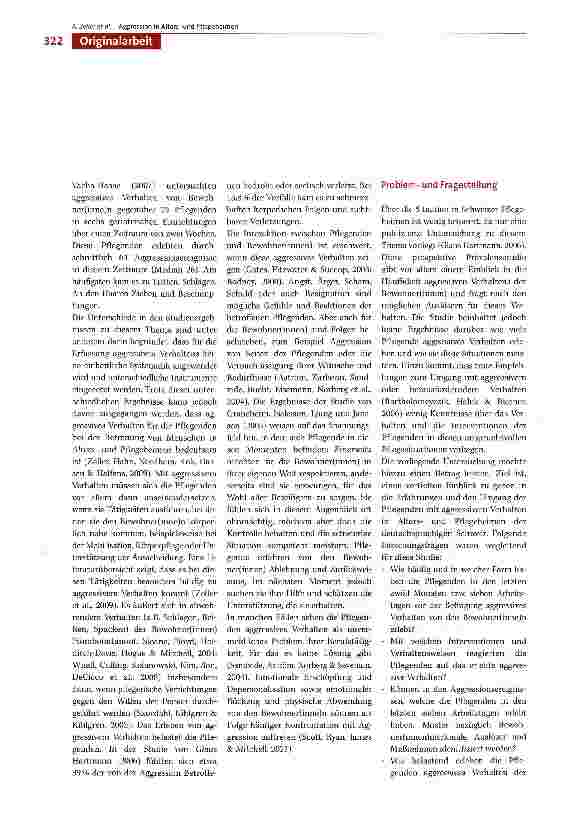 Vorschauseite 2: Erfahrungen und Umgang der Pflegenden mit aggressivem Verhalten von Bewohner(inne)n: eine deskriptive Ouerschnittstudie in Schweizer Pflegeheimen