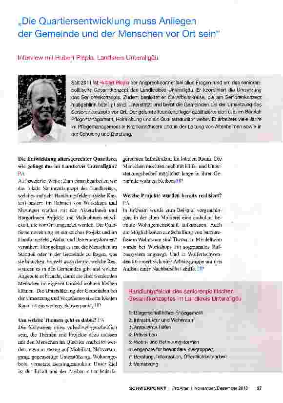 Vorschauseite 1: „Die Quartiersentwicklung muss Anliegen der Gemeinde und der Menschen vor Ort sein