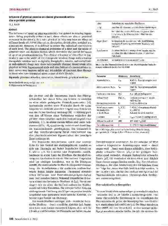 Vorschauseite 2: Einfluss körperlicher Aktivität auf die klinische Pharmakokinetik: theoretischeAspekte und praktische Beispiele