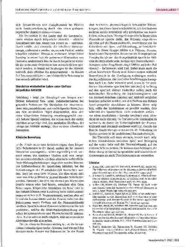 Vorschauseite 5: Einfluss körperlicher Aktivität auf die klinische Pharmakokinetik: theoretischeAspekte und praktische Beispiele