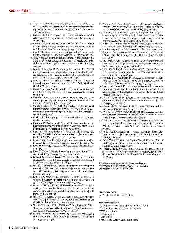 Vorschauseite 6: Einfluss körperlicher Aktivität auf die klinische Pharmakokinetik: theoretischeAspekte und praktische Beispiele