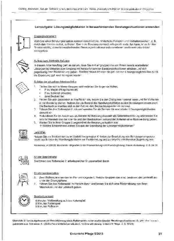 Vorschauseite 6: Eine Unterrichtsstunde zum Thema: „Herausforderungen in Beratungssituationen begegnen