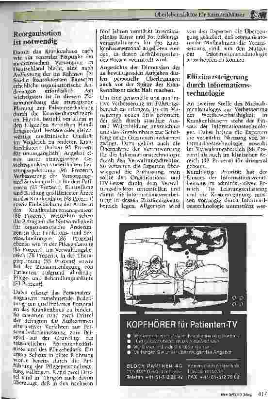 Vorschauseite 3: Überlebensfaktor für Krankenhäuser Informationstechnologie
