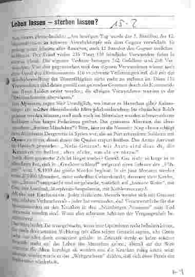 Vorschauseite 1: Leben lassen - sterben lassen?