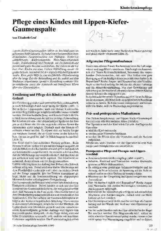 Vorschauseite 1: Pflege eines Kindes mit Lippen-Kiefer-Gaumenspalte