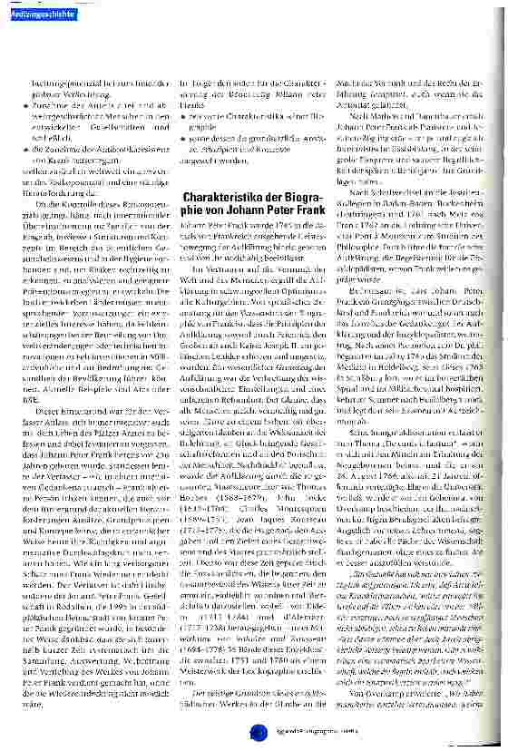 Vorschauseite 2: Von der medizinischen Polizei zur globalen Vorsorge Johann Peter Frank und aktuelle Herausforderungen in Hygiene und öffentlicher Gesundheit