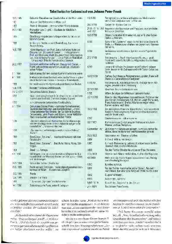 Vorschauseite 3: Von der medizinischen Polizei zur globalen Vorsorge Johann Peter Frank und aktuelle Herausforderungen in Hygiene und öffentlicher Gesundheit