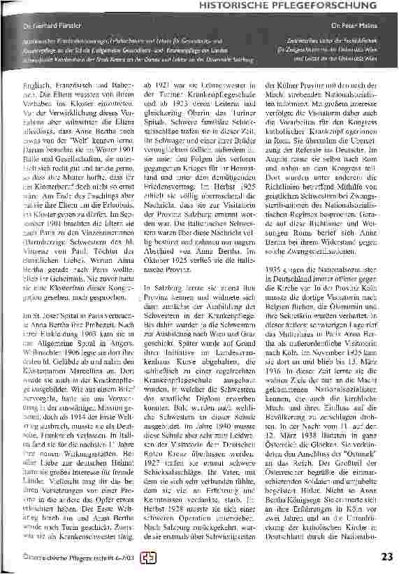 Vorschauseite 2: Österr. Pflegepersonen aus der Zeit des Nationalsozialismus, Teil IV Die Vinzentinerin Schwester Anna Bertha Königsegg