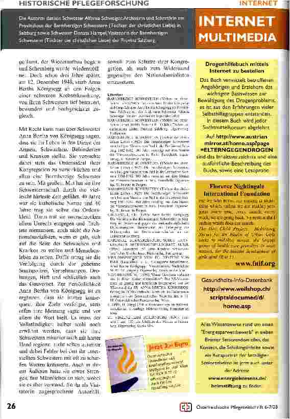 Vorschauseite 5: Österr. Pflegepersonen aus der Zeit des Nationalsozialismus, Teil IV Die Vinzentinerin Schwester Anna Bertha Königsegg
