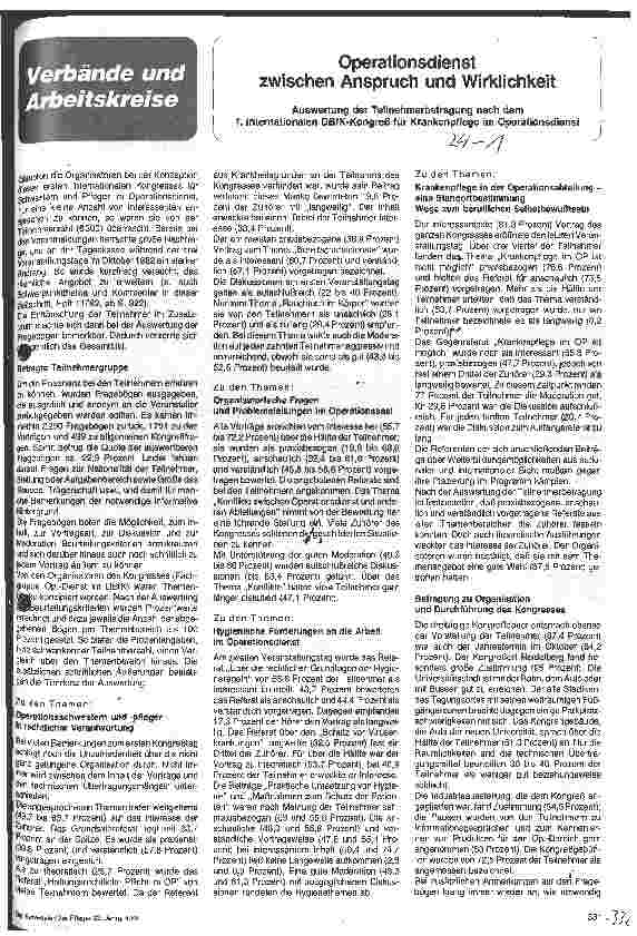 Vorschauseite 1: Operationsdienst zwischen Anspruch und Wirklichkeit Auswertung einer Teilnehmerbefragung