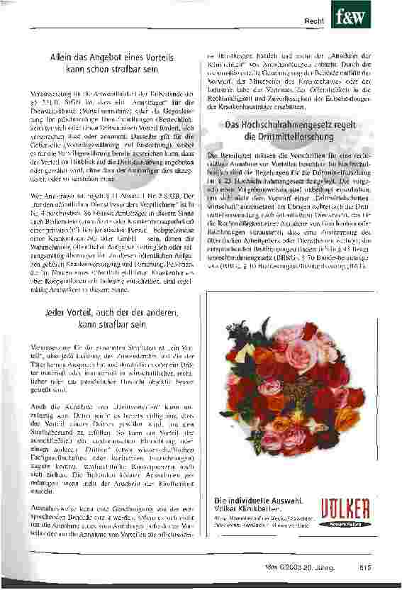 Vorschauseite 4: Sponsoring oder Bestechung? Die Grenzen der Zusammenarbeit zwischen der pharmazeutischen Industrie und leitenden Krankenhausmitarbeitern