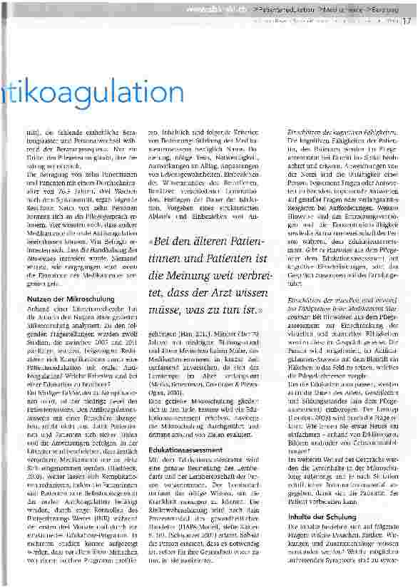 Vorschauseite 2: Mikroschulung der oralen Antikoagulation