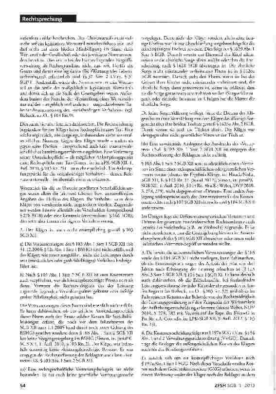 Vorschauseite 4: Rechtswidrig an Kinder erbrachte Sozialhilfe; Kostenersatzansprüche gegen Eltern; kostenersatzrechtlich relevantes Unterlassen; keine Ersatzpflicht des nicht sorgeberechtigten Elt…