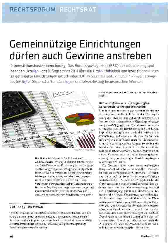 Vorschauseite 1: Gemeinnützige Einrichtungen dürfen auch Gewinne anstreben