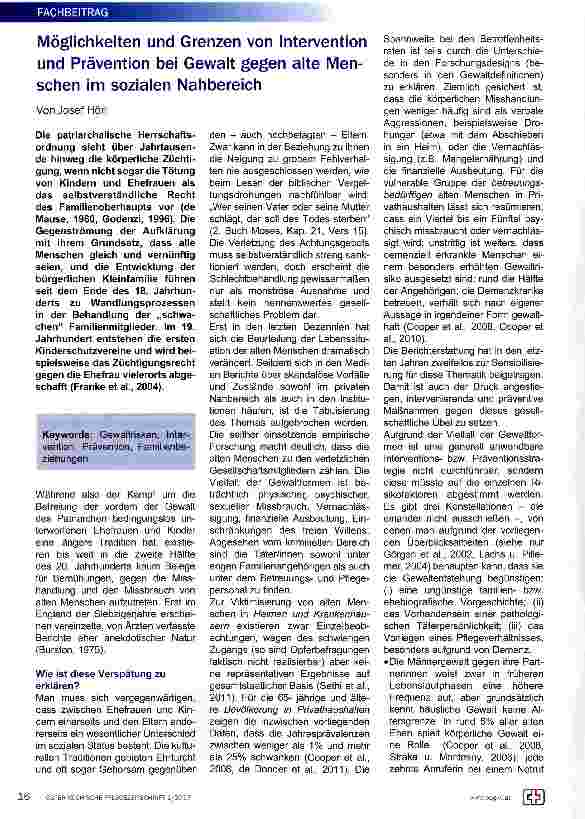 Vorschauseite 1: Möglichkeiten und Grenzen von Intervention und Prävention bei Gewalt gegen alte Menschen im sozialen Nahbereich