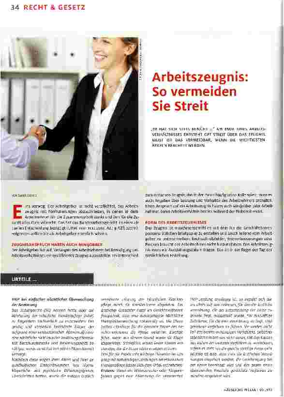 Vorschauseite 1: Arbeitszeugnis: So vermeiden Sie Streit