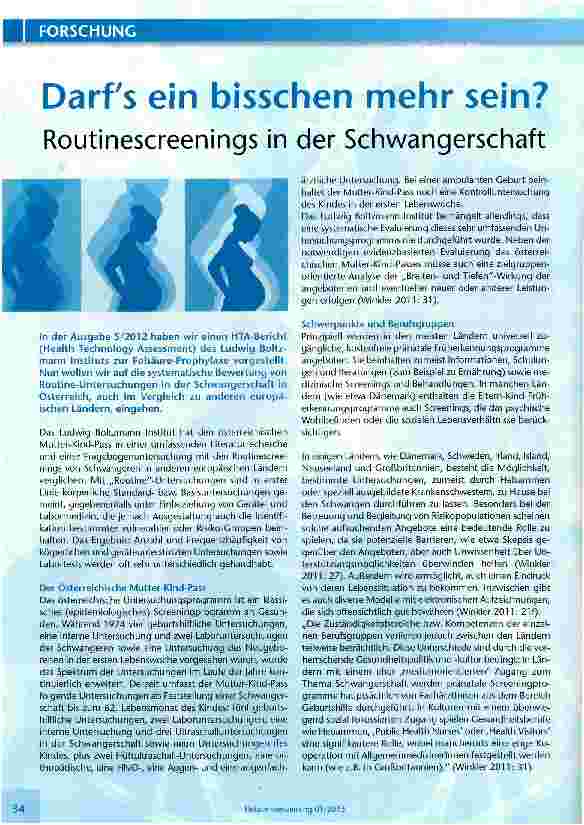 Vorschauseite 1: Darf es ein bisschen mehr sein? Routinescreenings in der Schwangerschaft