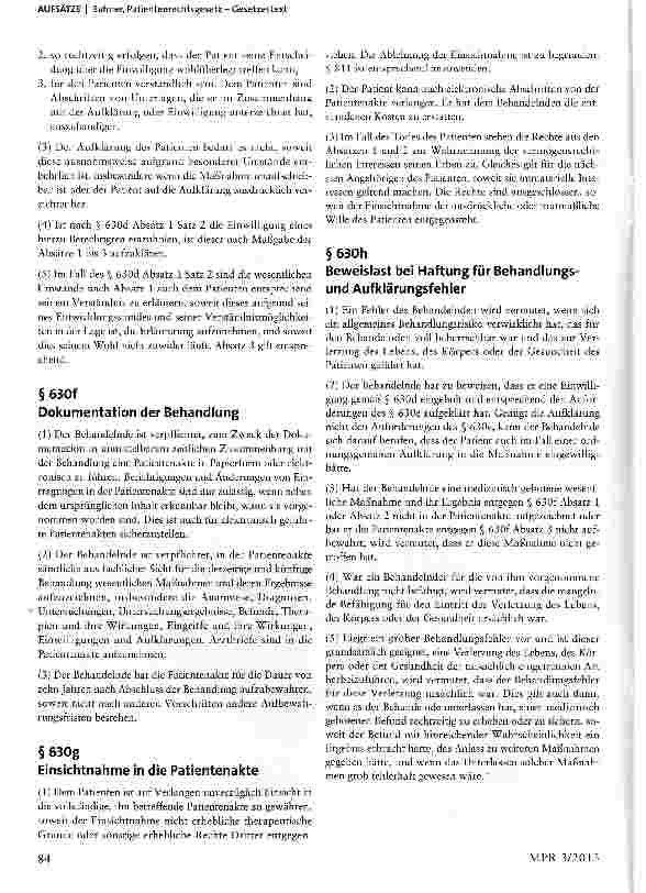 Vorschauseite 2: Patientenrechtsgesetz - Gesetzestext