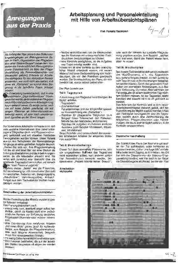Vorschauseite 1: Arbeitsplanung und Personaleinteilung mit Hilfe von Arbeitsübersichtsplänen