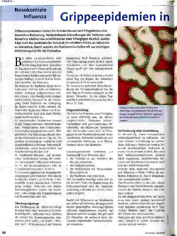 Vorschauseite 1: Grippeepidemien im Krankenhaus und Pflegeheim