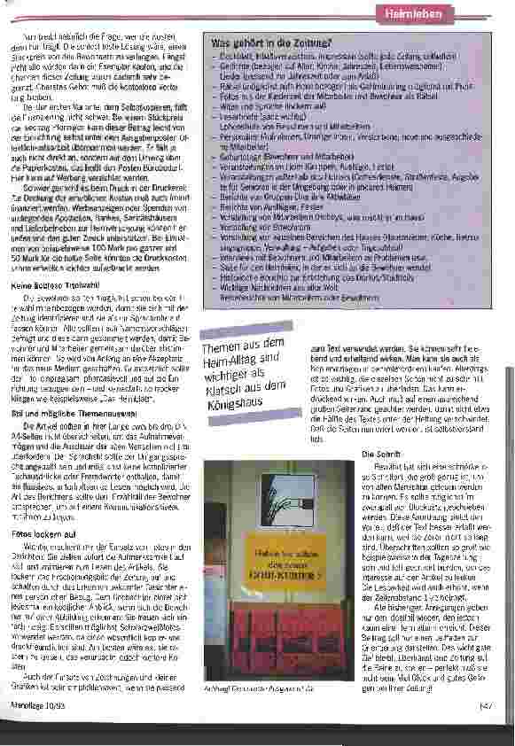 Vorschauseite 3: Mit alten Leuten Druck machen Anleitung zum Erstellen einer Heimzeitung
