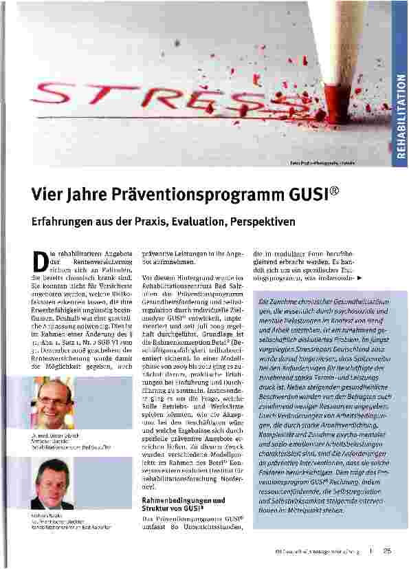 Vorschauseite 1: Vier Jahre Präventionsprogramm GUSI