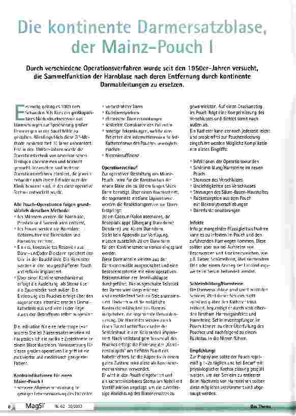 Vorschauseite 1: Die kontinente Darmersatzblase, der Mainz-Pouch I