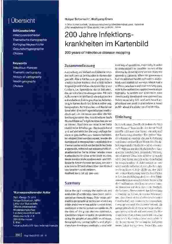 Vorschauseite 1: 200 Jahre Infektionskrankheiten im Kartenbild
