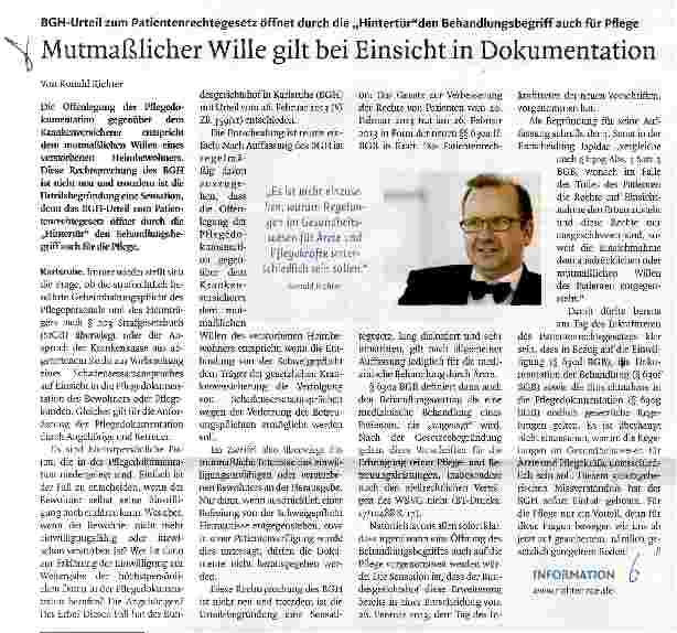 Vorschauseite 1: Mutmaßlicher Wille gilt bei Einsicht in Dokumentation