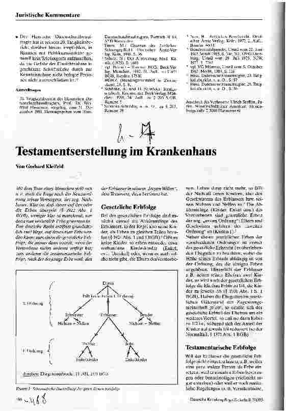 Vorschauseite 1: Testamentserstellung im Krankenhaus