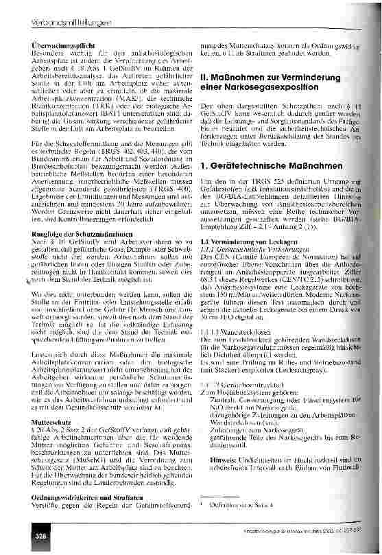 Vorschauseite 2: Umsetzung der Gefahrstoffverordnung Empfehlung der BDA-Kommission Gesundheitsschutz am anästhesiologischen Arbeitsplatz