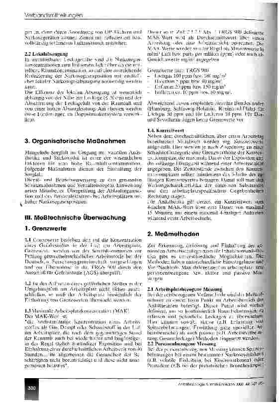 Vorschauseite 4: Umsetzung der Gefahrstoffverordnung Empfehlung der BDA-Kommission Gesundheitsschutz am anästhesiologischen Arbeitsplatz
