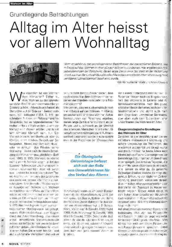 Vorschauseite 1: Alltag im Alter heisst vor allem Wohnalltag