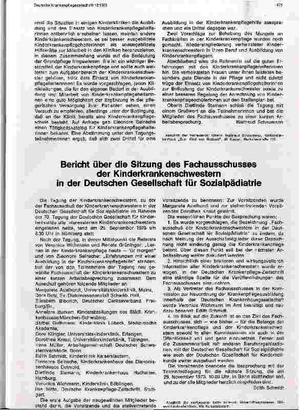 Vorschauseite 2: Tagung der Kinderkrankenschwestern 20. 09. 1973 in Nürnberg