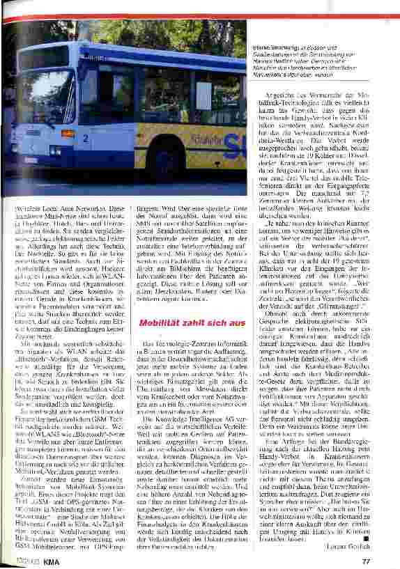 Vorschauseite 2: Drahtlose Zukunft? Mobilfunk in Kliniken