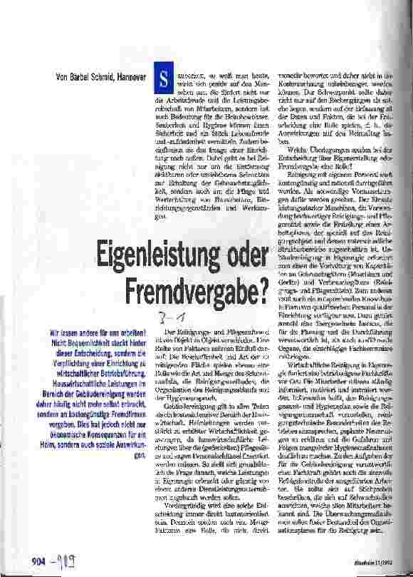 Vorschauseite 1: Eigenleistung oder Fremdvergabe?