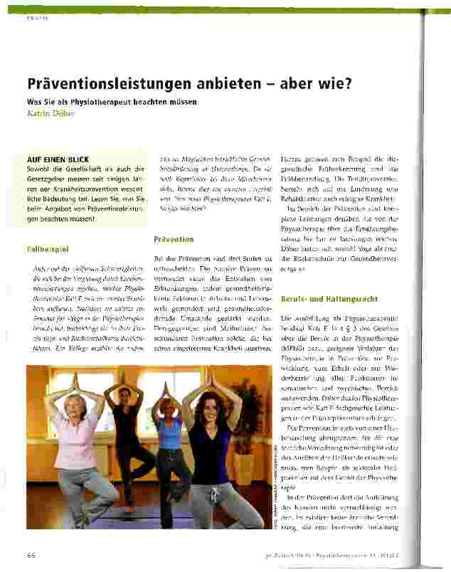 Vorschauseite 1: Präventionsleistungen anbieten - aber wie?