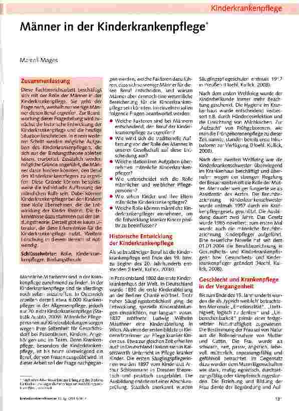 Vorschauseite 1: Männer in der Kinderkrankenpflege