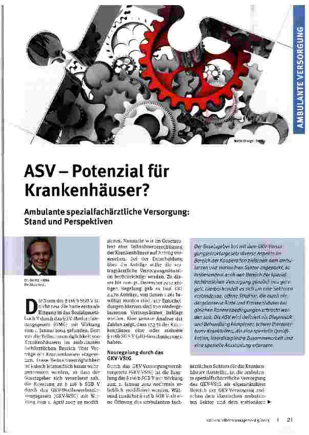 Vorschauseite 1: ASV-Potenzial für Krankenhäuser?